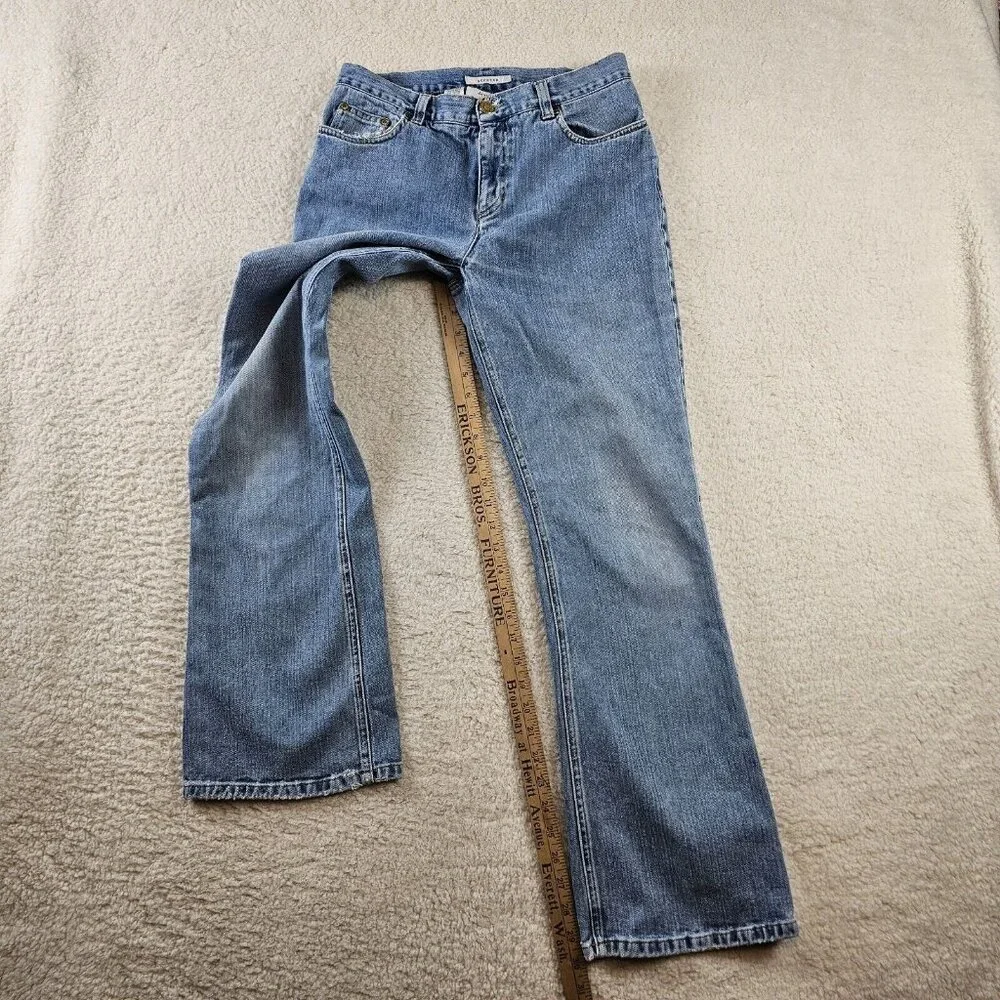 Jones Sport‎ Jeans Women's Size 6 Blue Denim Light Wash Wide Flare Leg Mom Stone